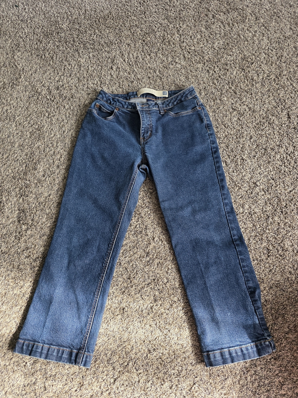 GAP Factory Women's Vintage Medium Wash Blue Boot Cut Stretch Capri Jeans